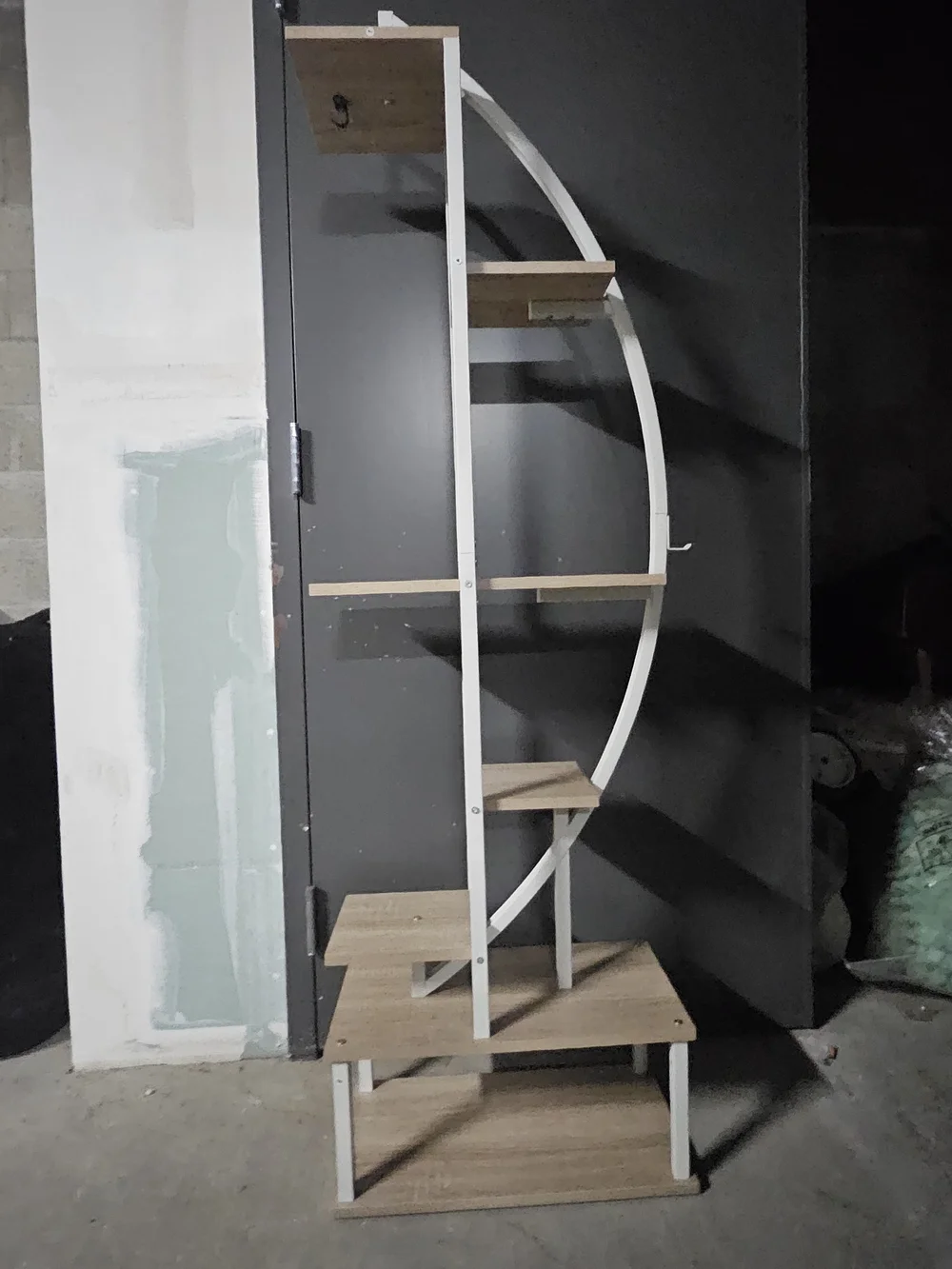 White and Natural Wood Wall Shelf - Modern Corner Display